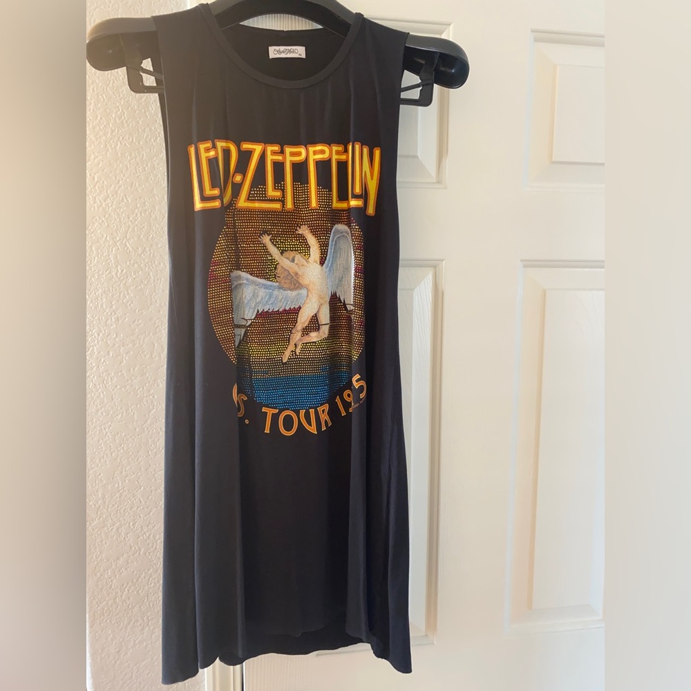 Lauren Moshi Deanna Led Zepplin XS Onyx Black Rhinestone Mini Sleeveless Dress